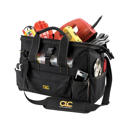 Custom Leathercraft CLC 8 in. W X 11 in. H Polyester Tote Bag with Plastic Tray 25 pocket Black/Tan 1 pc 1534